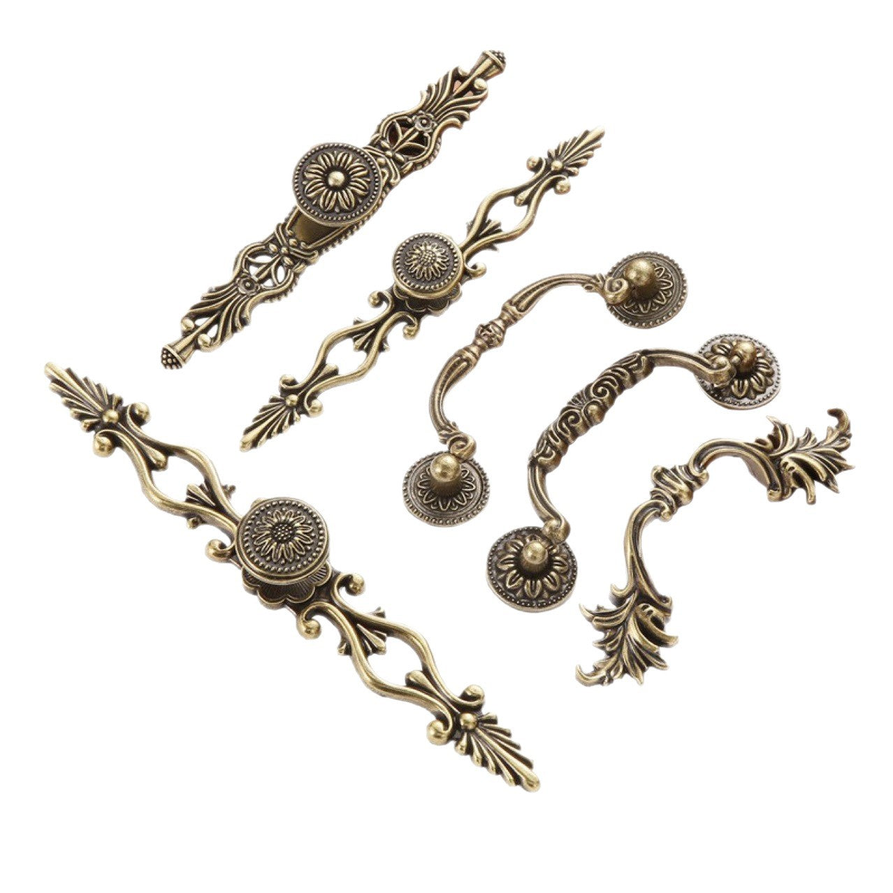 European Vintage Cabinet Pulls - Ornate Zinc Alloy Drawer Handles for Furniture