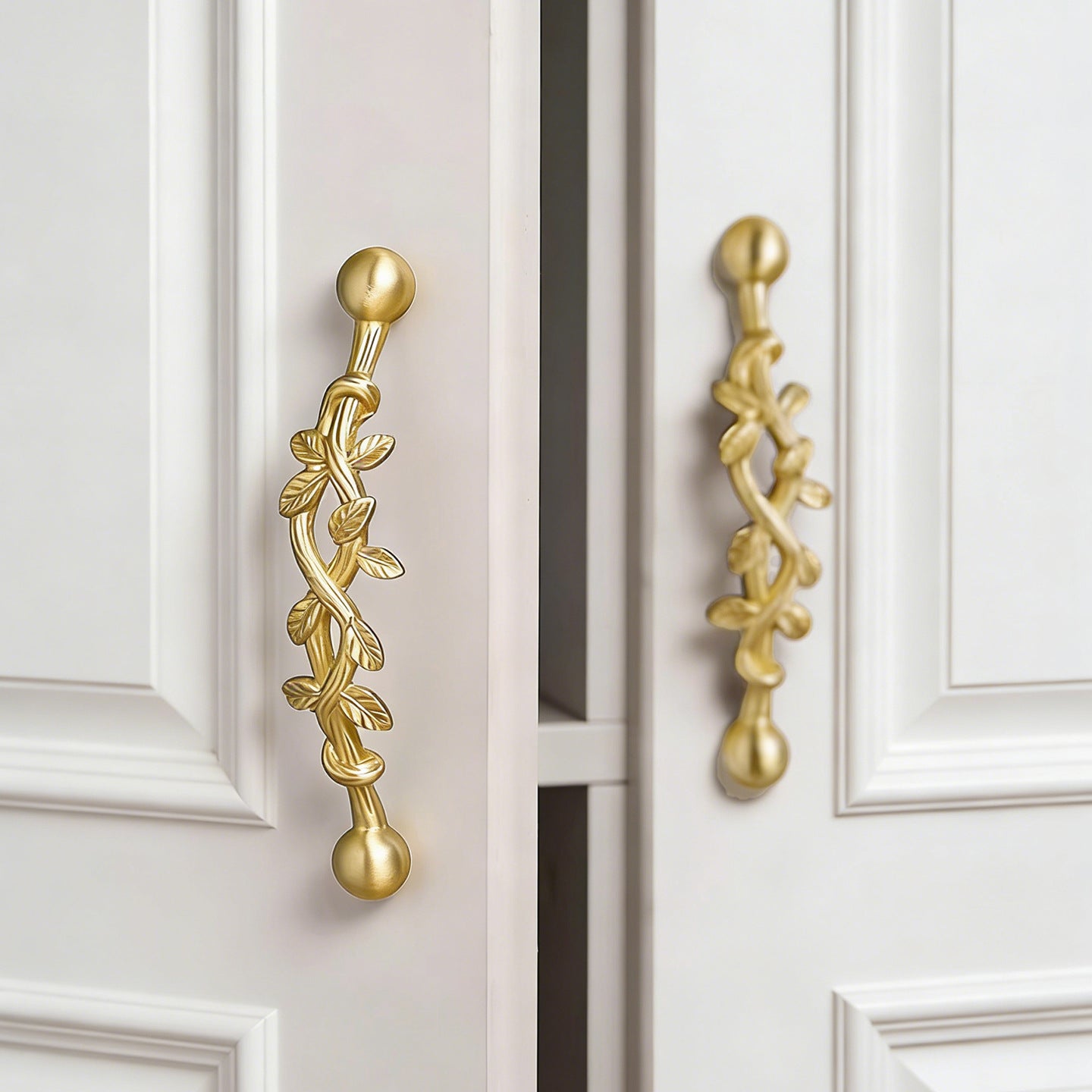 Vintage Brass Vine Cabinet Pull Handle - Drawer Dresser Wardrobe Hardware