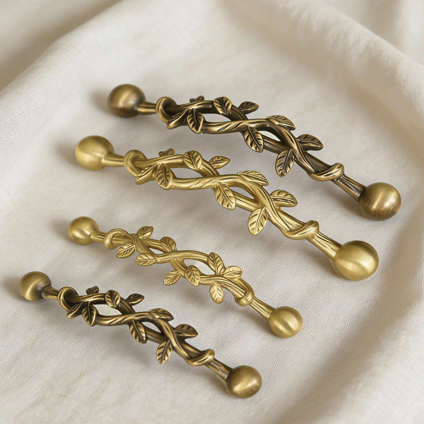 Vintage Brass Vine Cabinet Pull Handle - Drawer Dresser Wardrobe Hardware