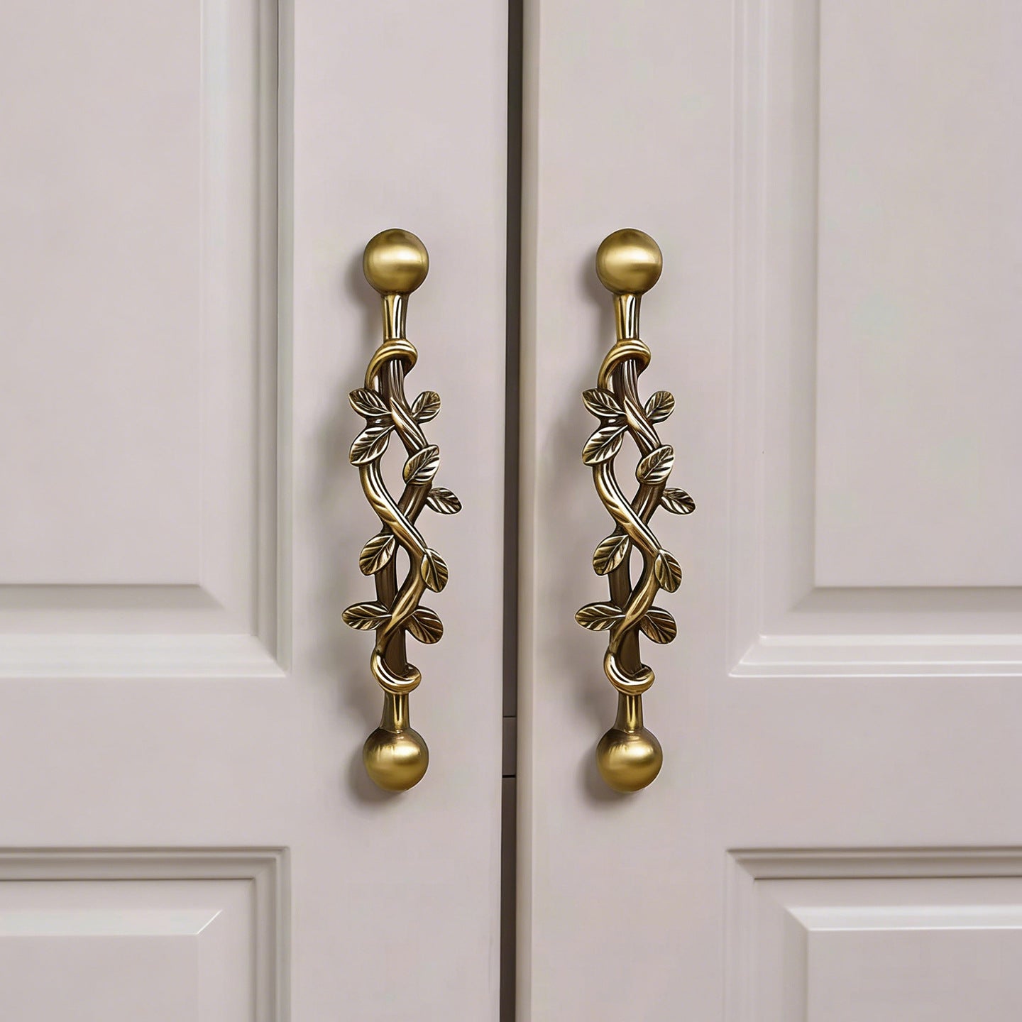 Vintage Brass Vine Cabinet Pull Handle - Drawer Dresser Wardrobe Hardware